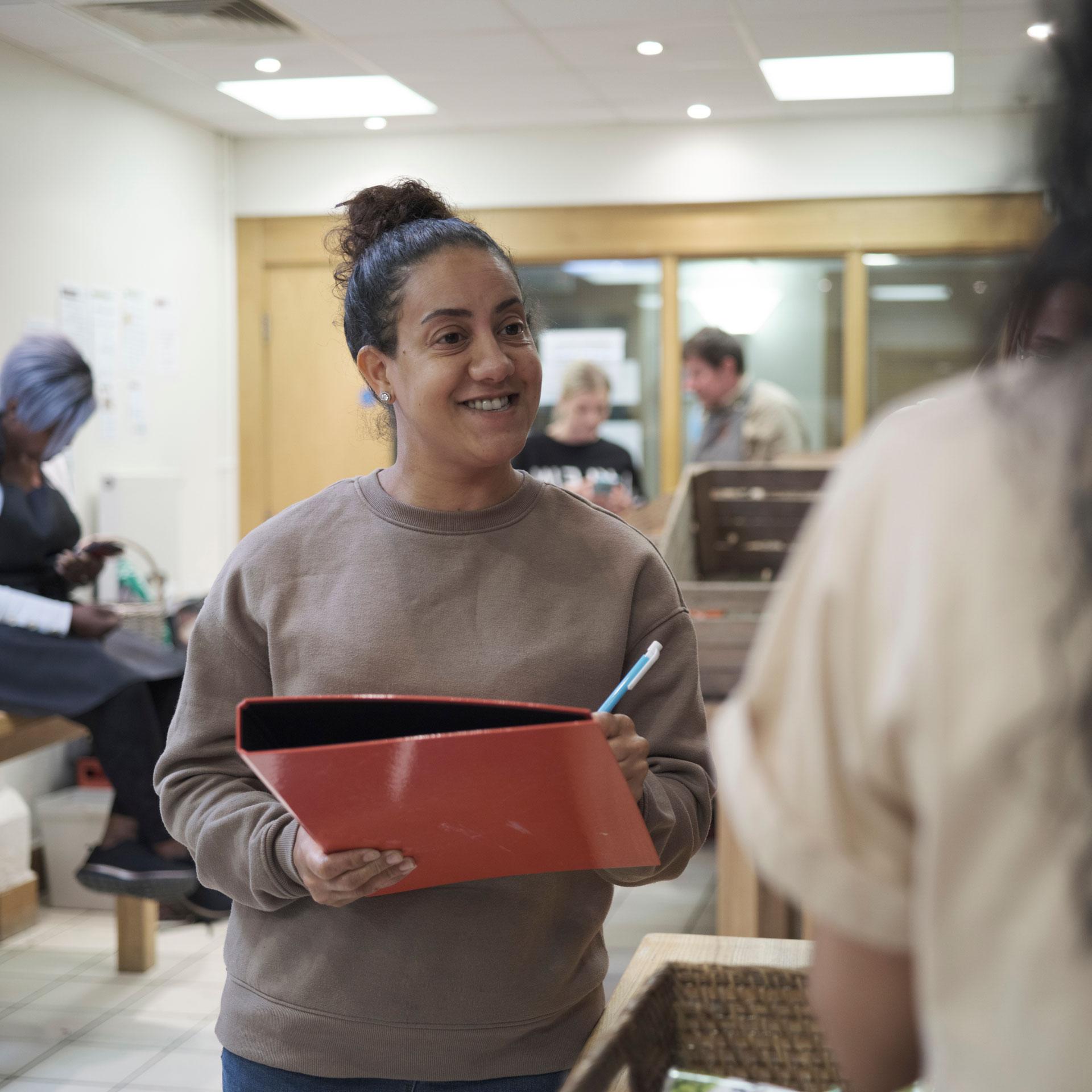 Social worker meeting a client